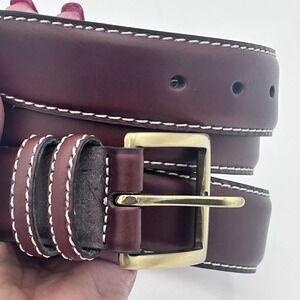 NEW‎ Jos A Bank Dress Belt Mens Size 42 Brown Italian Leather Brass Buckle